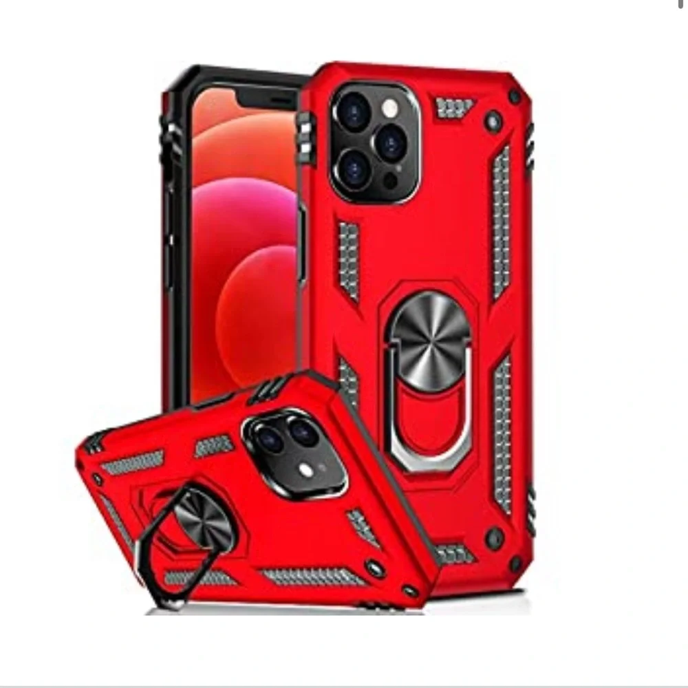 iPhone 12 Case iPhone 12 Pro Case Kickstand with Car Mount Holder (Red)